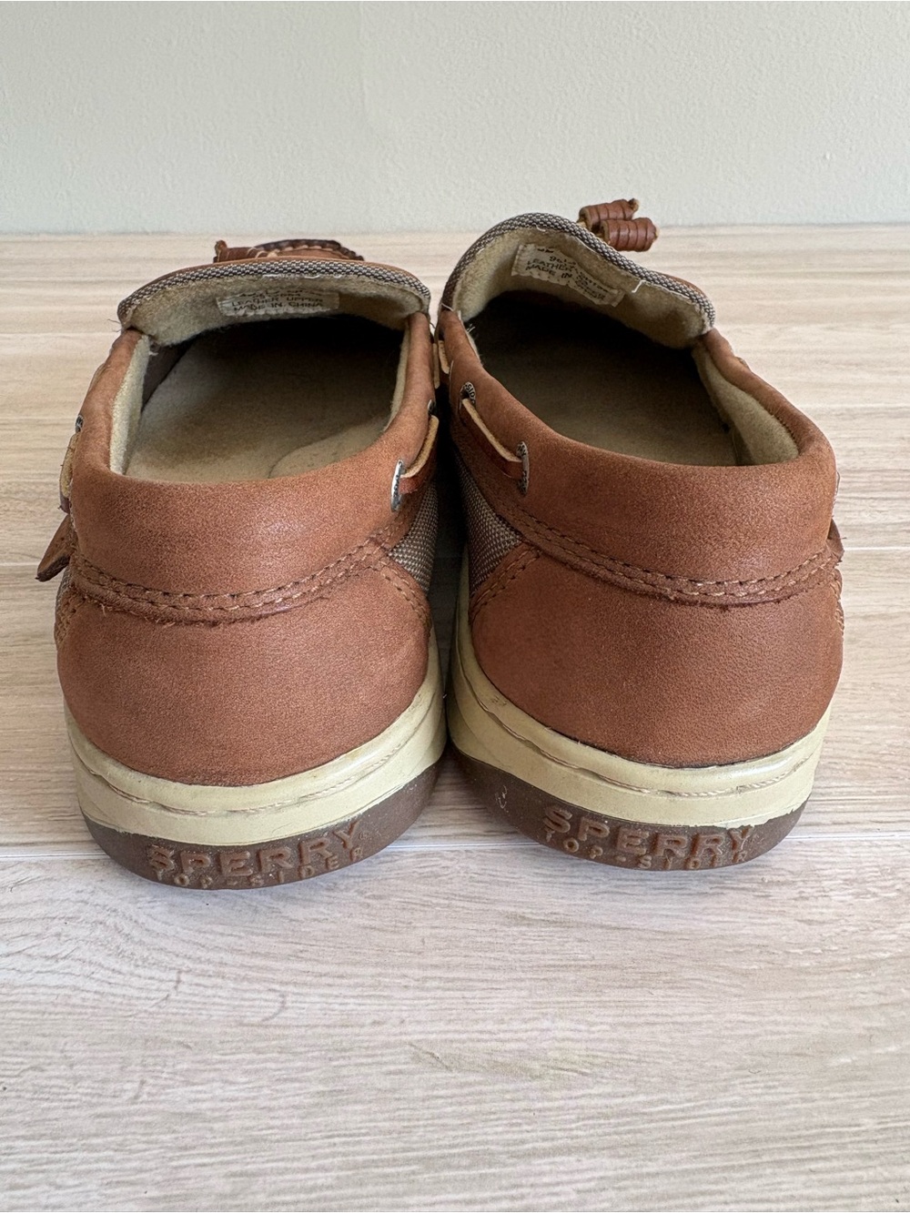 Sperry Tan/Brown Leather Boat Shoes Women's 9 EUC Preppy Nautical Old Money Chic - Picture 4 of 7